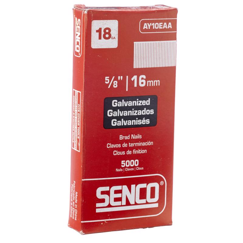 SENCO - Senco 5/8 in. 18 Ga. Straight Strip Galvanized Brad Nails 5000 pk