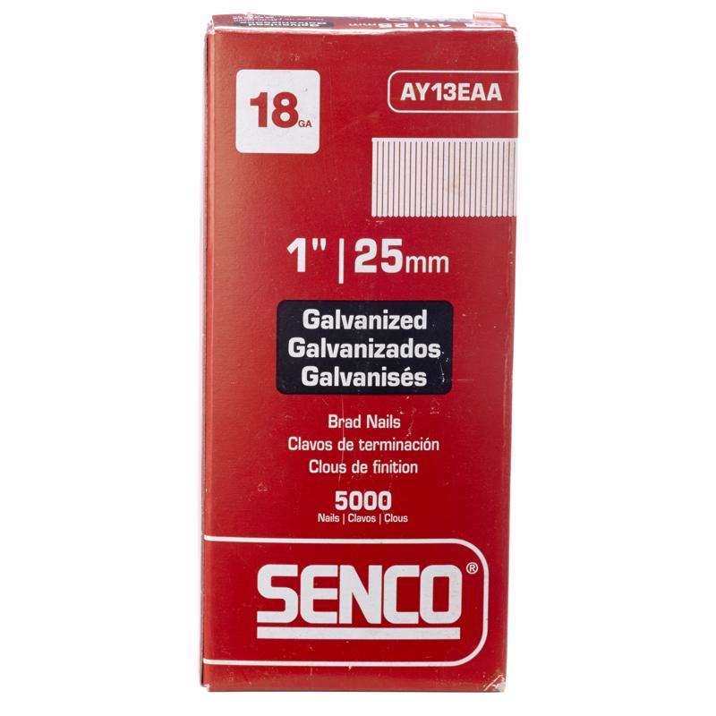 SENCO - Senco 1 in. 18 Ga. Straight Strip Galvanized Brad Nails 5000 pk [AY13EAA]