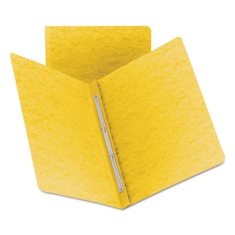 Smead - Prong Fastener Premium Pressboard Report Cover, Two-Piece Prong Fastener, 3" Capacity, 8.5 x 11, Yellow/Yellow