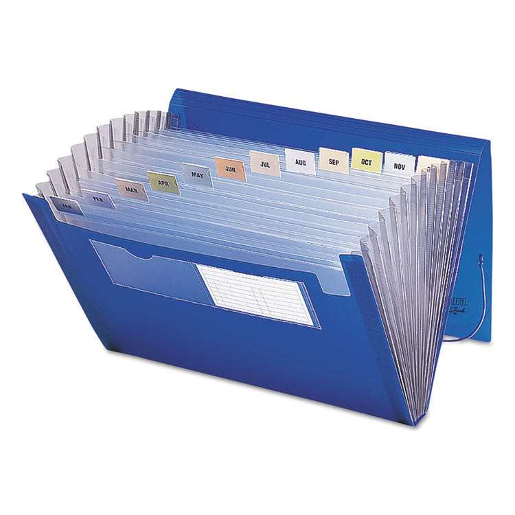 Smead - Expanding File With Color Tab Inserts, 9" Expansion, 12 Sections, Elastic Cord Closure, 1/12-Cut Tabs, Letter Size, Blue