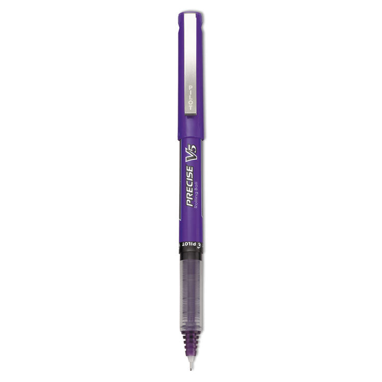 Pilot - Precise V5 Roller Ball Pen, Stick, Extra-Fine 0.5 mm, Purple Ink, Purple Barrel, Dozen