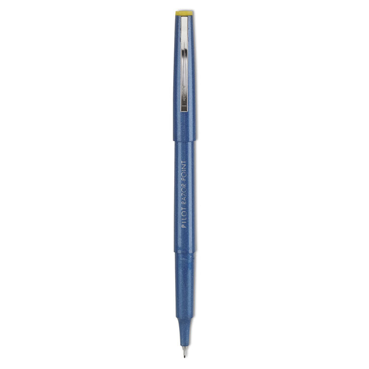 Pilot - Razor Point Fine Line Porous Point Pen, Stick, Extra-Fine 0.3 mm, Blue Ink, Blue Barrel, Dozen