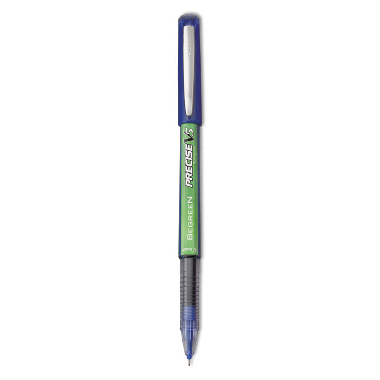 Pilot - Precise V5 BeGreen Roller Ball Pen, Stick, Extra-Fine 0.5 mm, Blue Ink, Blue Barrel, Dozen