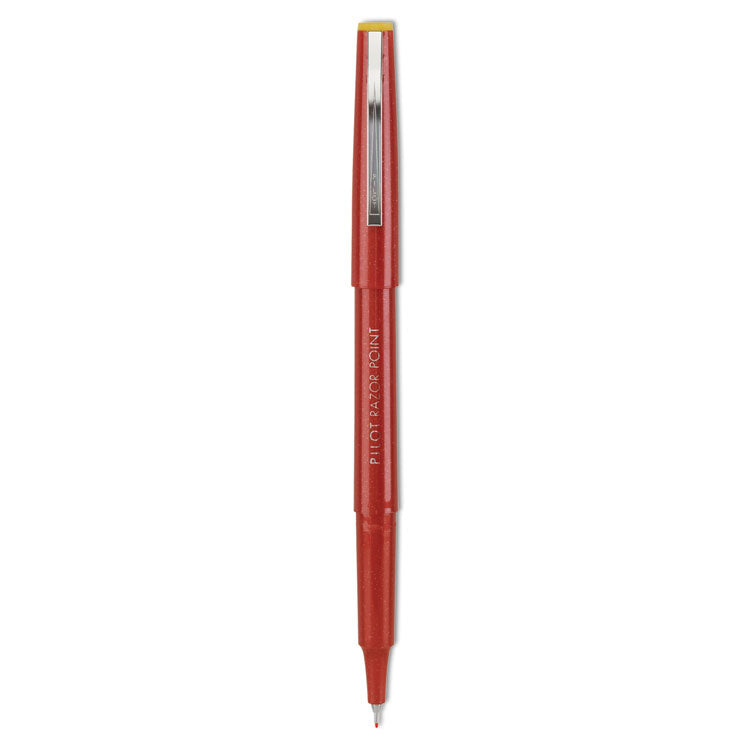 Pilot - Razor Point Fine Line Porous Point Pen, Stick, Extra-Fine 0.3 mm, Red Ink, Red Barrel, Dozen