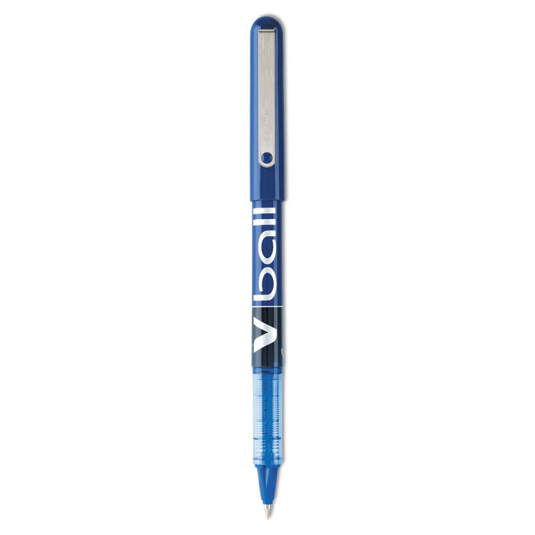 Pilot - VBall Liquid Ink Roller Ball Pen, Stick, Extra-Fine 0.5 mm, Blue Ink, Blue Barrel, Dozen