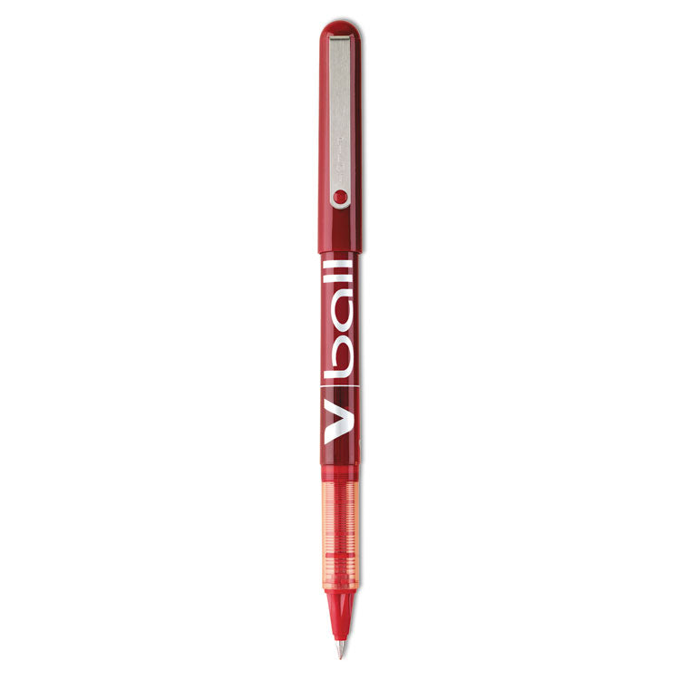 Pilot - VBall Liquid Ink Roller Ball Pen, Stick, Extra-Fine 0.5 mm, Red Ink, Red Barrel, Dozen