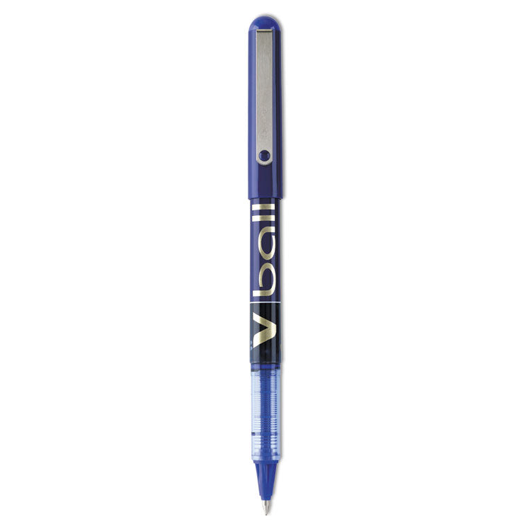 Pilot - VBall Liquid Ink Roller Ball Pen, Stick, Fine 0.7 mm, Blue Ink, Blue Barrel, Dozen