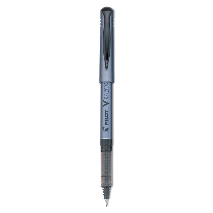 Pilot - V Razor Point Liquid Ink Porous Point Pen, Stick, Extra-Fine 0.5 mm, Black Ink, Gray Barrel, Dozen