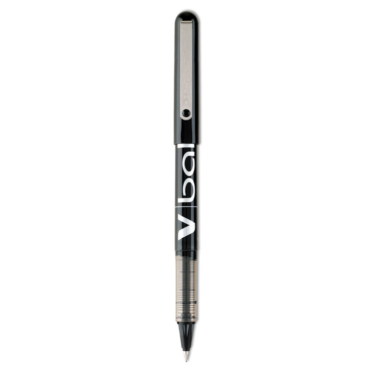 Pilot - VBall Liquid Ink Roller Ball Pen, Stick, Extra-Fine 0.5 mm, Black Ink, Black Barrel, Dozen