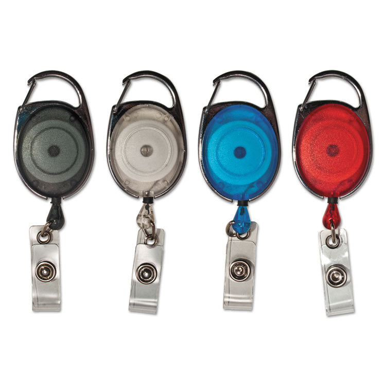 Advantus - Carabiner-Style Retractable ID Card Reel, 30" Extension, Assorted Colors, 20/Pack