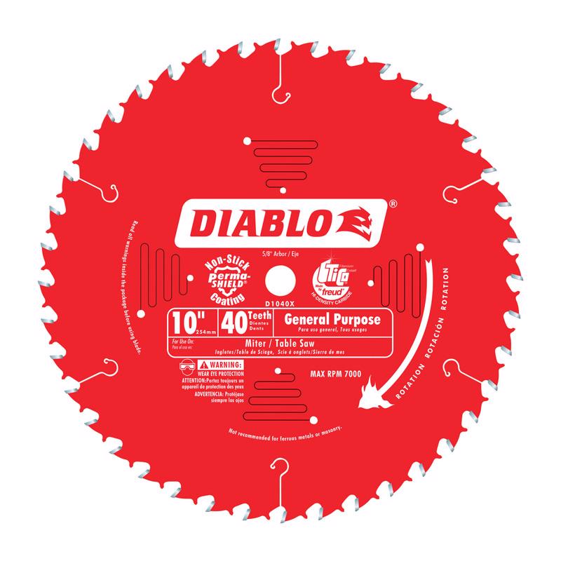 FREUD - Diablo 10 in. D X 5/8 in. TiCo Hi-Density Carbide Circular Saw Blade 40 teeth 1 pk