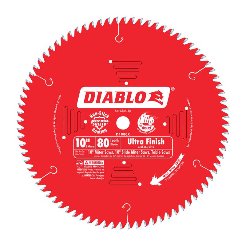 FREUD - Diablo 10 in. D X 5/8 in. TiCo Hi-Density Carbide Circular Saw Blade 80 teeth 1 pk [D1080X]