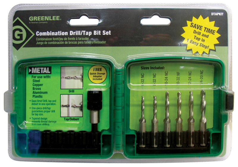 GREENLEE - Greenlee High Speed Steel SAE Drill and Tap Bit Set 6 pc