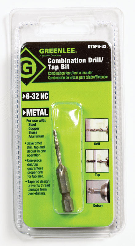 GREENLEE - GREENLEE High Speed Steel Drill and Tap Bit 6-32 1 pc