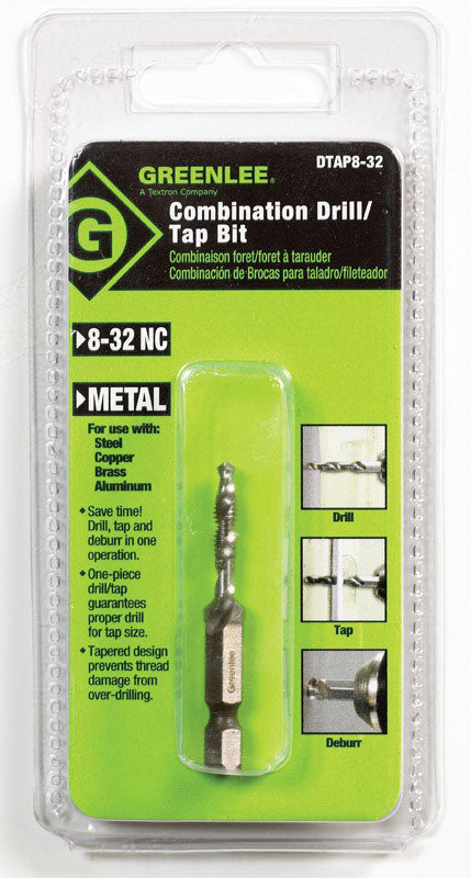 GREENLEE - GREENLEE High Speed Steel Drill and Tap Bit 8-32 1 pc