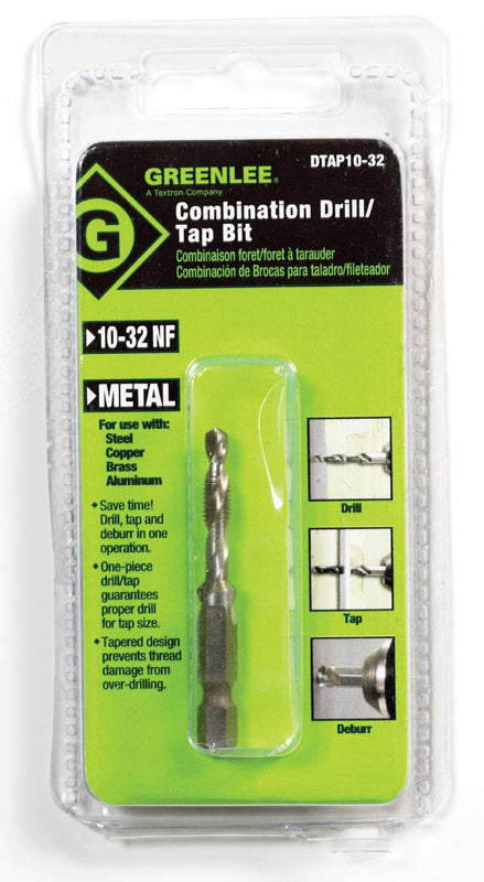 GREENLEE - GREENLEE High Speed Steel Drill and Tap Bit 10-32 1 pc