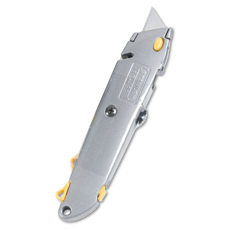 Stanley - Quick-Change Utility Knife with Retractable Blade and Twine Cutter, 6" Metal Handle, Gray