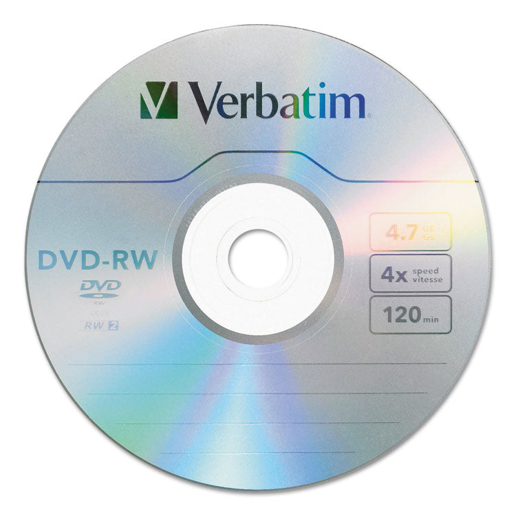 Verbatim - DVD-RW Rewritable Disc, 4.7 GB, 4x, Spindle, Silver, 30/Pack