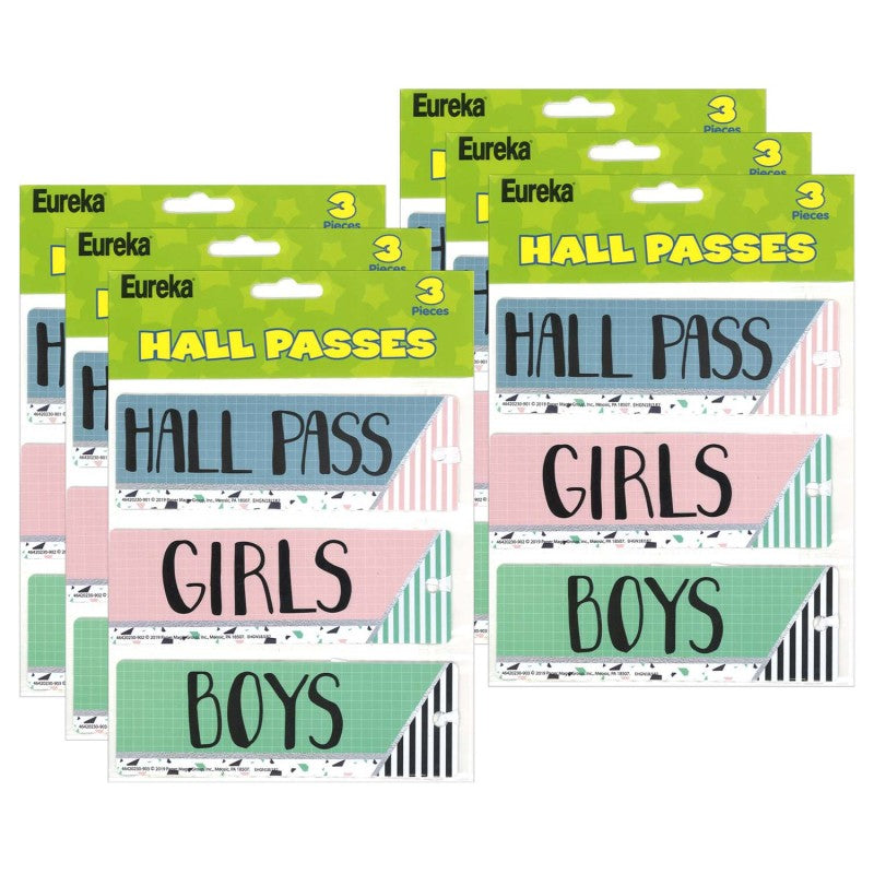 EUREKA - Simply Sassy Hall Passes, 3 Per Set, 6 Sets