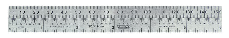 GENERAL TOOLS - General 6 in. L X 3/4 in. W Stainless Steel Precision Pocket Rule Metric