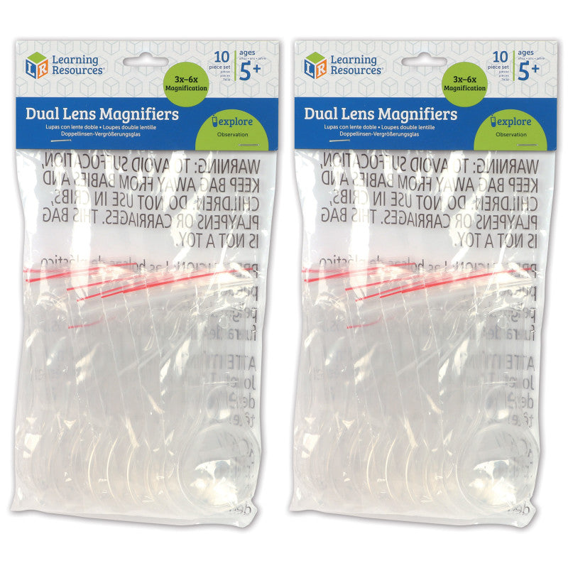 LEARNING RESOURCES - Dual Lens Magnifiers, 10 Per Pack, 2 Packs