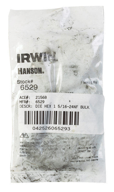 IRWIN - Irwin Hanson High Carbon Steel SAE Hexagon Die 5/16-24 in. 1 pc - Case of 5