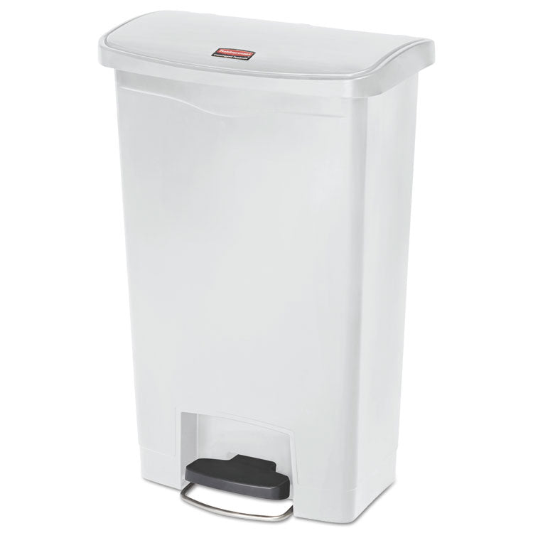 Rubbermaid Commercial - Slim Jim Resin Step-On Container, Front Step Style, 13 gal, White