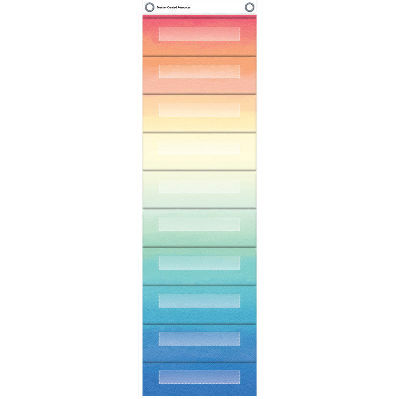 TEACHER CREATED RESOURCES - File Storage Pocket Chart, 10 Pockets, Watercolor, 14" x 58"
