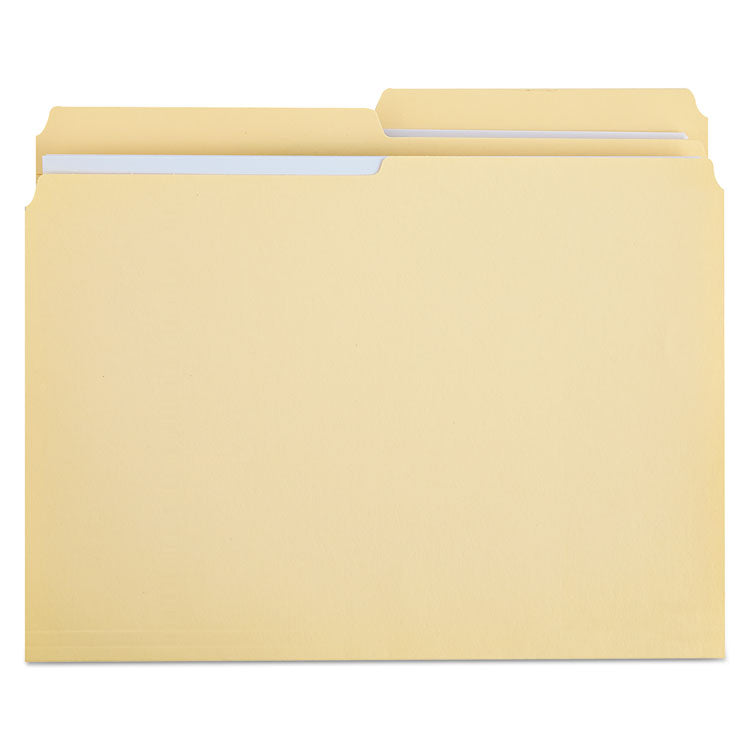 Universal - Double-Ply Top Tab Manila File Folders, 1/2-Cut Tabs: Assorted, Letter Size, 0.75" Expansion, Manila, 100/Box