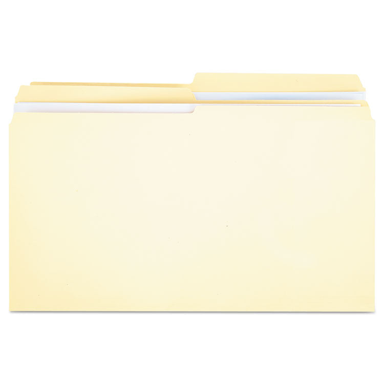 Universal - Double-Ply Top Tab Manila File Folders, 1/2-Cut Tabs: Assorted, Legal Size, 0.75" Expansion, Manila, 100/Box