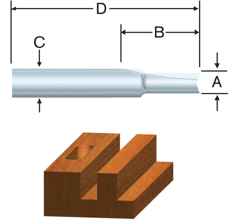 VERMONT AMERICAN - Vermont American 3/16 in. D X 2 in. L Carbide Tipped 1-Flute Straight Router Bit