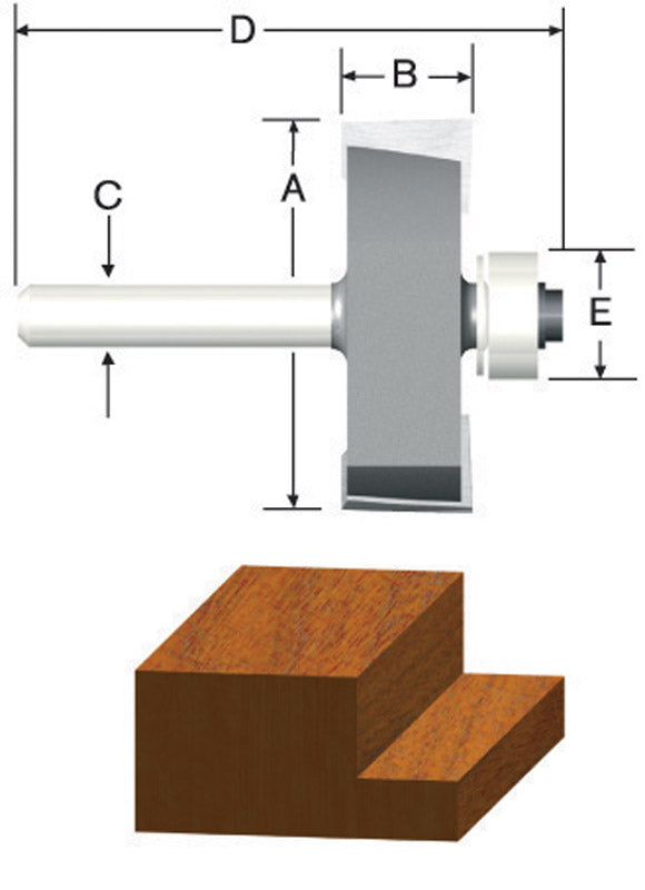 VERMONT AMERICAN - Vermont American 1-1/2 in. D X 1/2 in. X 2-1/8 in. L Carbide Tipped Rabbeting Router Bit