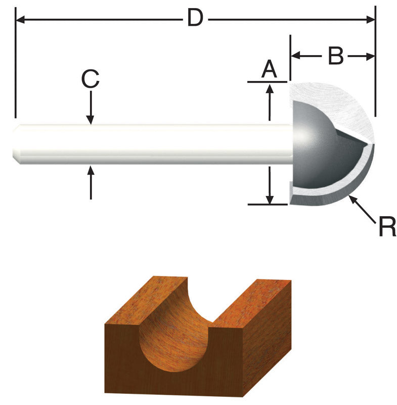 VERMONT AMERICAN - Vermont American 1/2 in. D X 1/2 in. X 1-3/8 in. L Carbide Tipped Core Box Router Bit