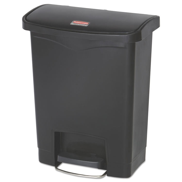 Rubbermaid Commercial - Streamline Resin Step-On Container, Front Step Style, 8 gal, Polyethylene, Black