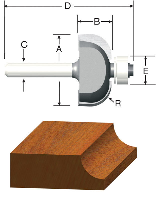 VERMONT AMERICAN - Vermont American 1-1/2 in. D X 1/2 in. X 2-7/16 in. L Carbide Tipped Cove Router Bit