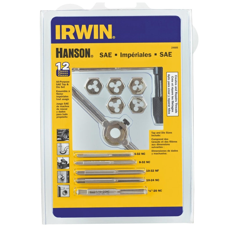 IRWIN - Irwin Hanson High Carbon Steel SAE Tap and Die Set 5/8 in. 12 pc