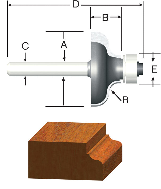 VERMONT AMERICAN - Vermont American 1-1/4 in. D X 3/16 in. X 2-1/8 in. L Carbide Tipped Ogee Router Bit