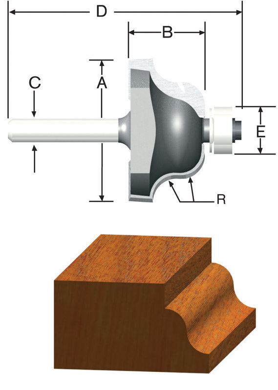 VERMONT AMERICAN - Vermont American 1-1/2 in. D X 1/4 in. X 2-3/8 in. L Carbide Tipped Roman Ogee Router Bit