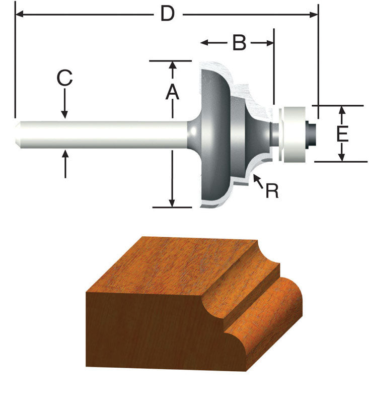 VERMONT AMERICAN - Vermont American 1-1/4 in. D X 3/16 in. X 2-1/4 in. L Carbide Tipped Cove & Bead Router Bit