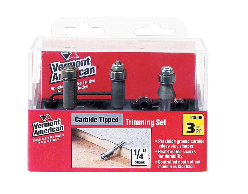 VERMONT AMERICAN - Vermont American 1/4 in. D X Multi Size in. X 4 in. L laminate trim Router Bit Set 3 pc
