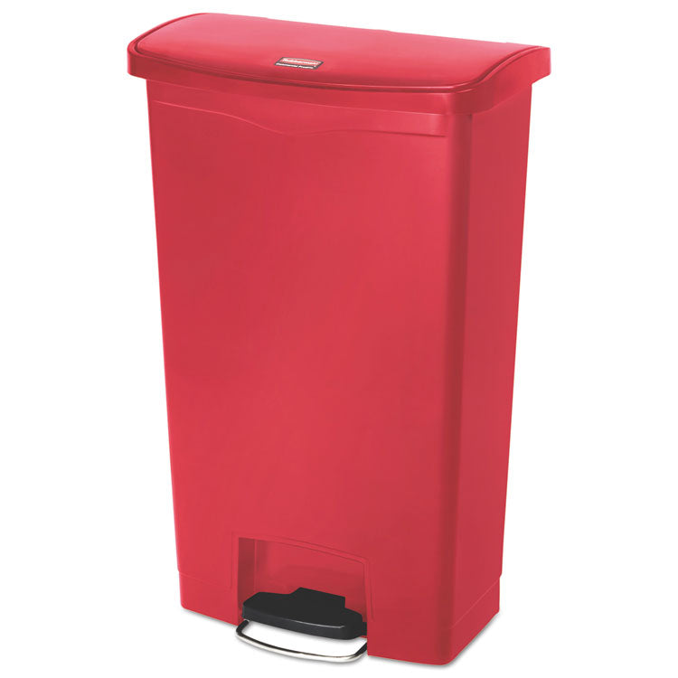 Rubbermaid Commercial - Streamline Resin Step-On Container, Front Step Style, 18 gal, Polyethylene, Red