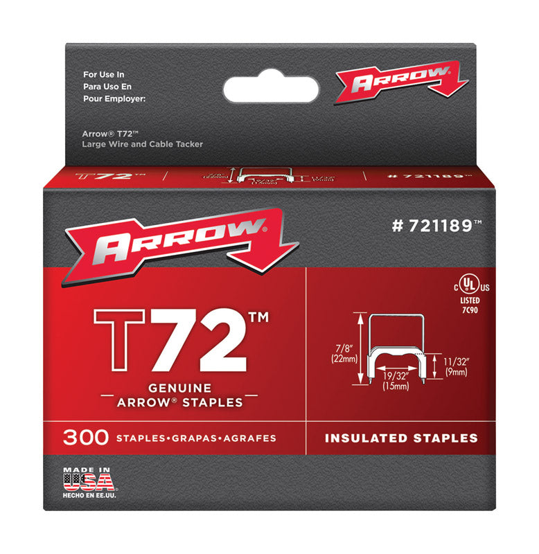 ARROW - Arrow T72 19/32 in. W X 7/8 in. L 15 Ga. Wide Crown Insulated Staples 300 pk