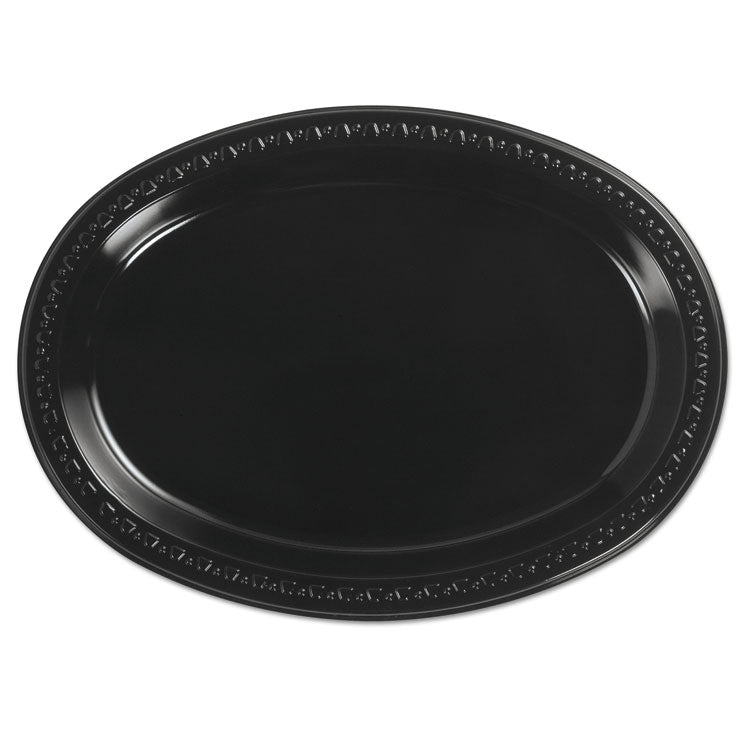 Chinet - Heavyweight Plastic Platters, 8 x 11, Black, 125/Bag, 4 Bag/Carton