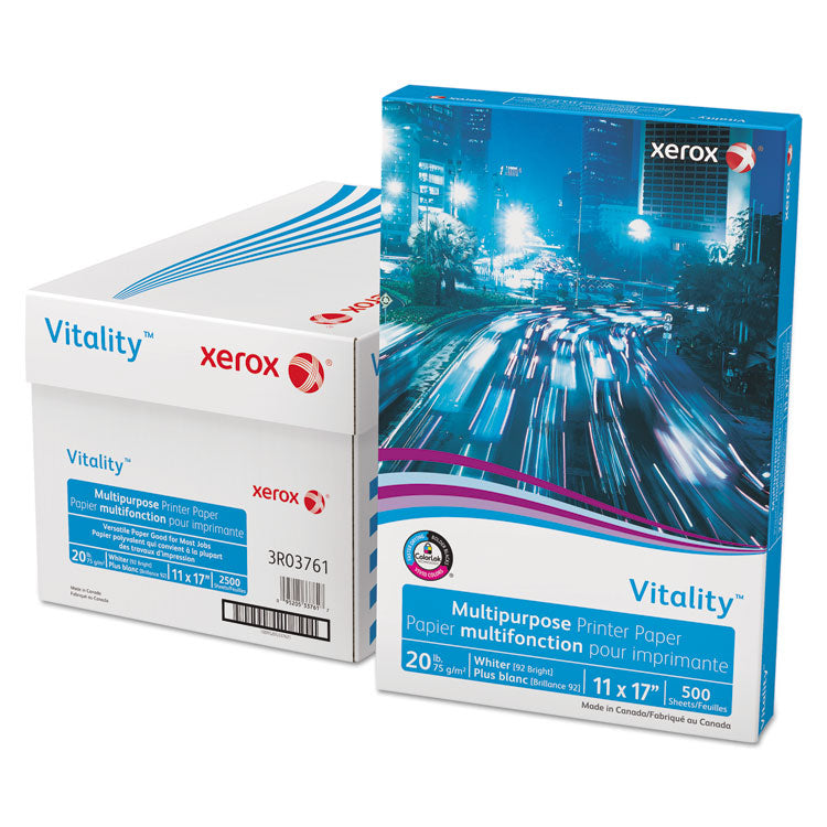 xerox - Vitality Multipurpose Print Paper, 92 Bright, 20 lb Bond Weight, 11 x 17, White, 500/Ream