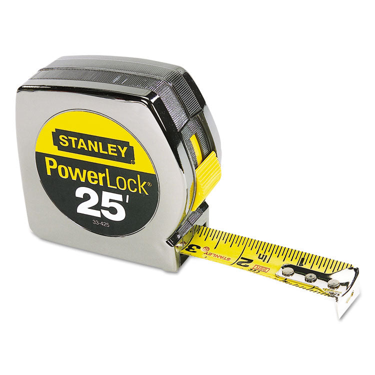 Stanley - Powerlock II Power Return Rule, 1" x 25 ft, Chrome/Yellow