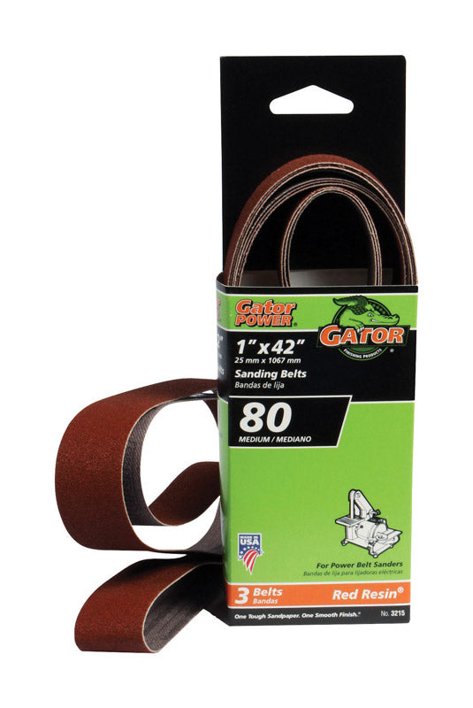 GATOR - Gator 42 in. L X 1 in. W Aluminum Oxide Sanding Belt 80 Grit Medium 3 pc