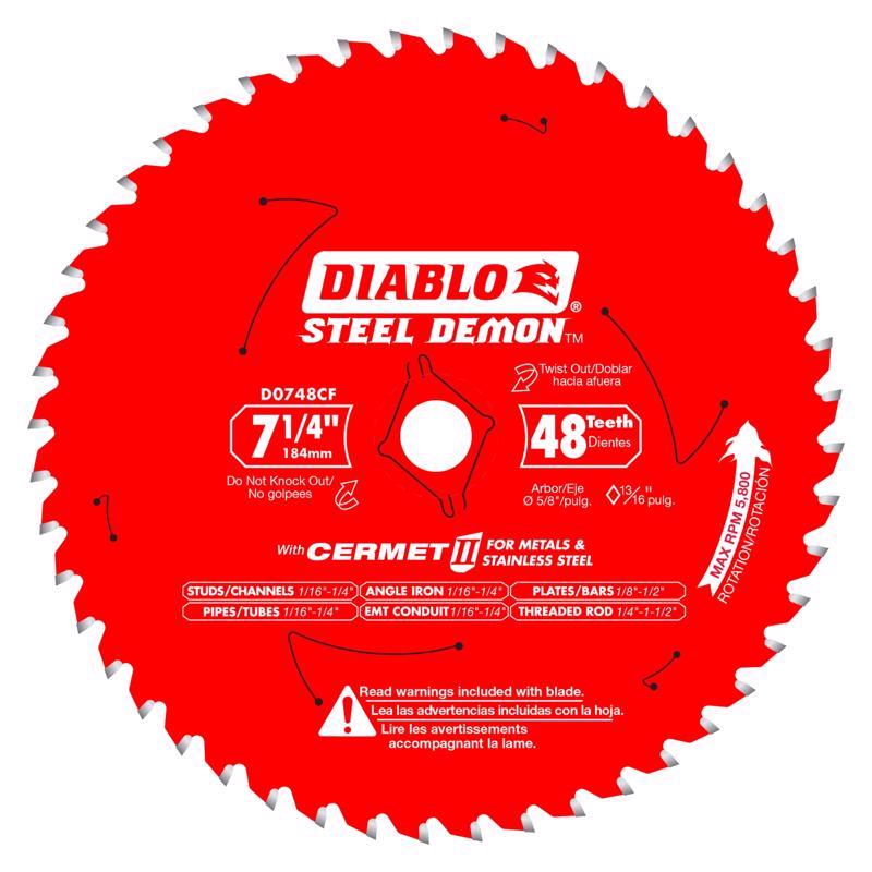 FREUD - Diablo Steel Demon 7-1/4 in. D X 5/8 in. Cermet Metal Saw Blade 48 teeth 1 pk [D0748CFX]