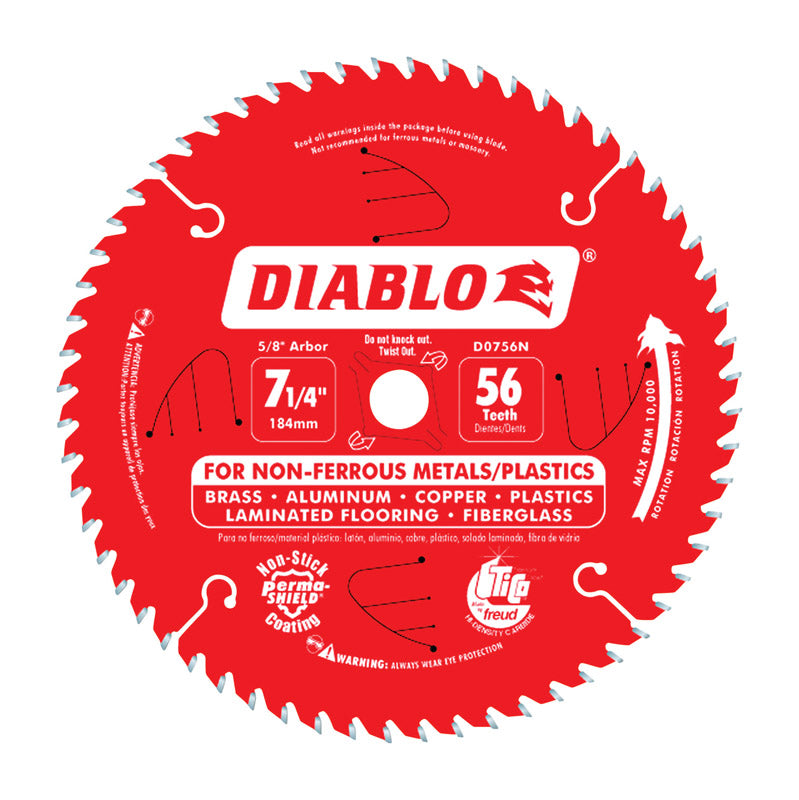 FREUD - Diablo 7-1/4 in. D X 5/8 in. TiCo Hi-Density Carbide Circular Saw Blade 56 teeth 1 pk