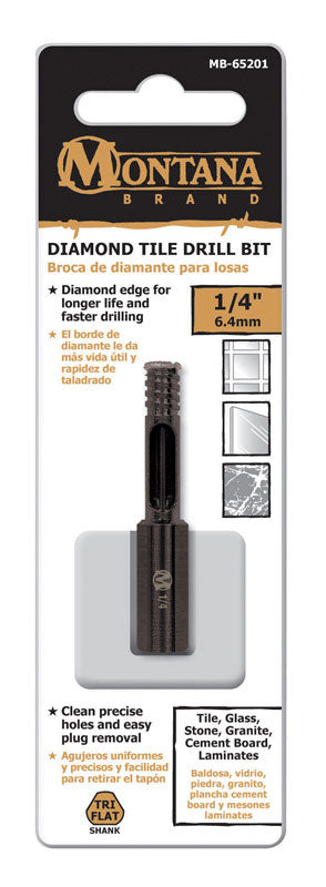 MONTANA BRAND - Montana Brand 1/4 in. Alloy Steel Drill Bit 3-Flat Shank 1 pc