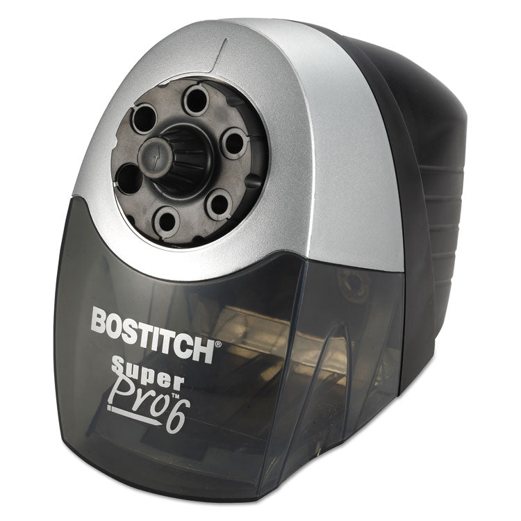 Bostitch - Super Pro 6 Commercial Electric Pencil Sharpener, AC-Powered, 6.13 x 10.69 x 9, Gray/Black